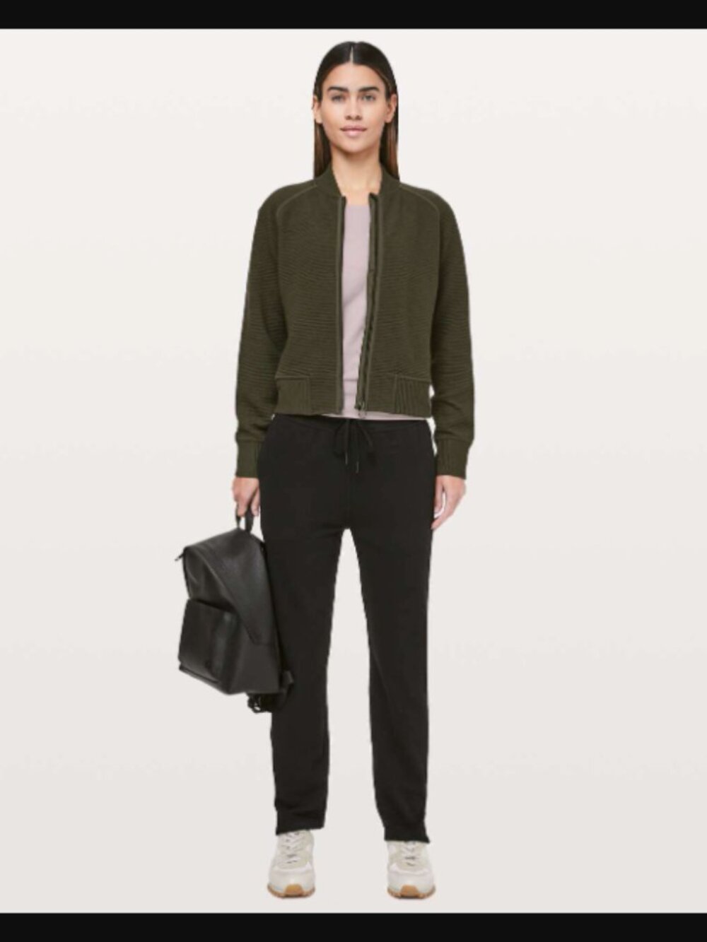 Lululemon Athletica On Repeat Bomber Textured Sweater Jacket Dark Olive $128.00